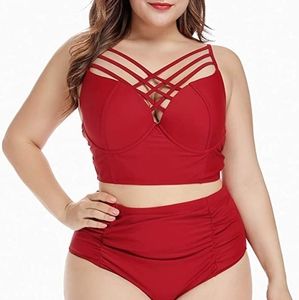 Sexy Plus Size High Waist Bikini Swimsuit Sz 14-18